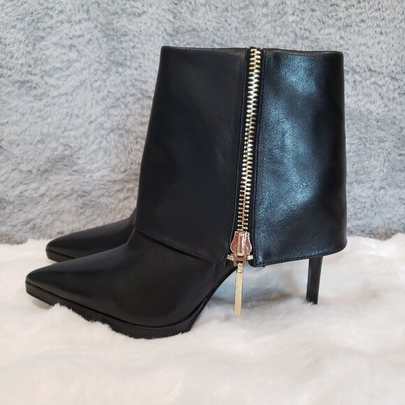 Steve Madden Renee Leather foldover pointed toe Booties Women's Sizes Night out - Picture 4 of 12